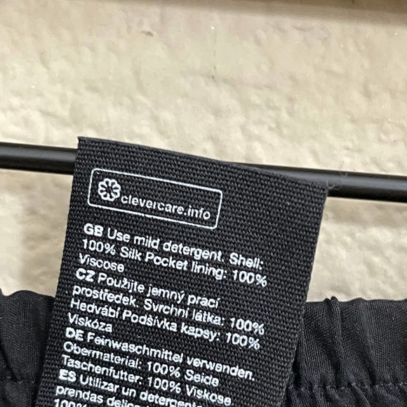 & Other Stories Silk Tapered Elastic Waist Relaxed Pull-On Trouser Pants Black 0 - Picture 8 of 11